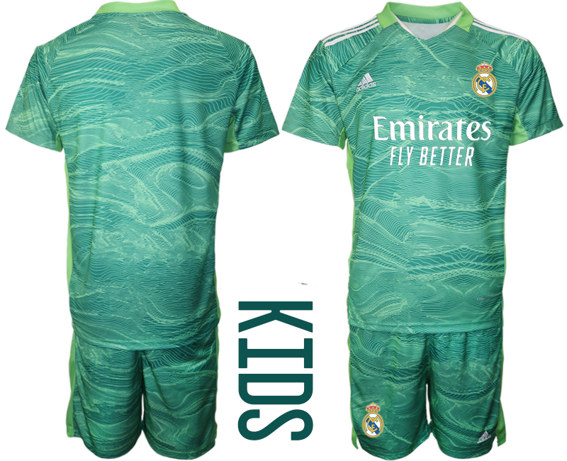 Youth 2021-2022 Club Real Madrid green goalkeeper blank Soccer Jersey